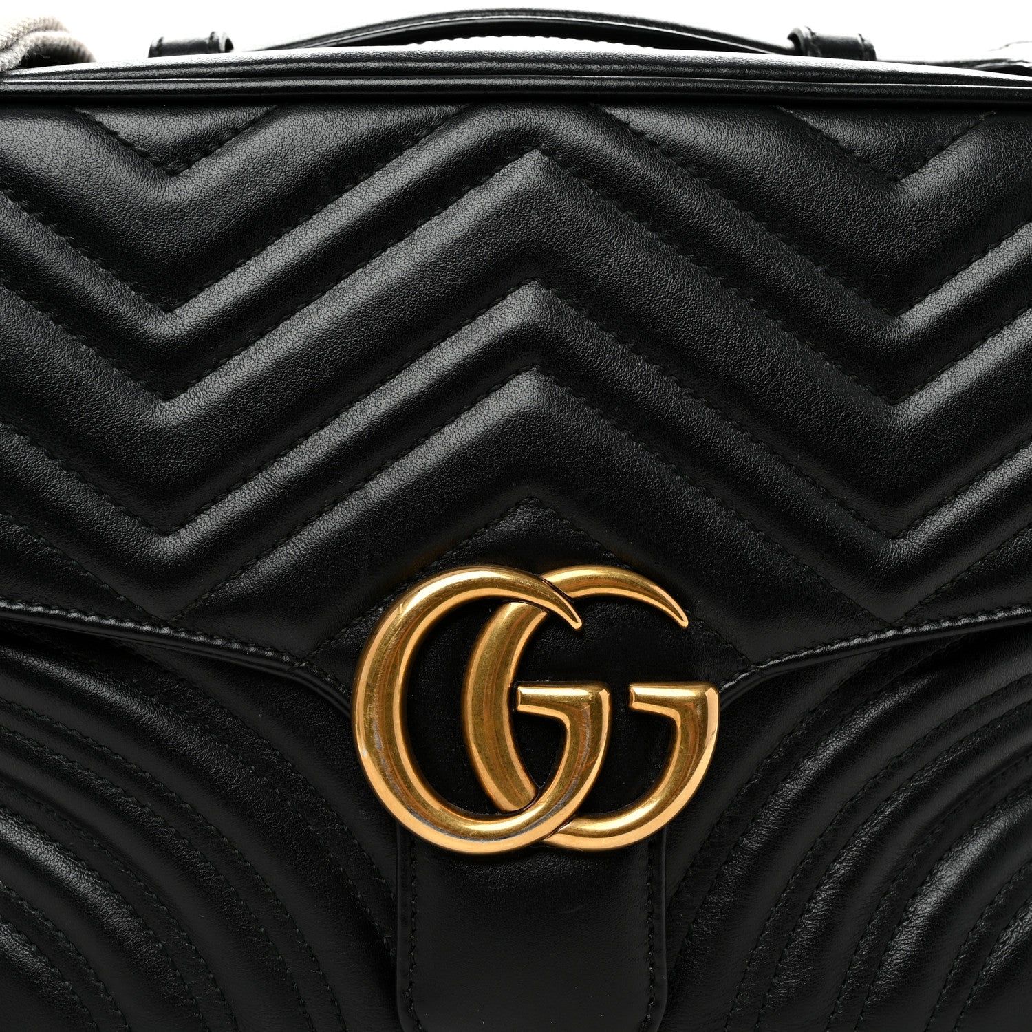 Gucci Calfskin Matelasse Sylvie Web Small GG Marmont Top Handle Shoulder Bag Black 8 of 11