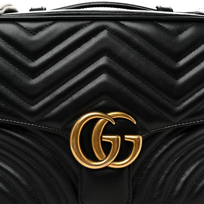 Gucci Calfskin Matelasse Sylvie Web Small GG Marmont Top Handle Shoulder Bag Black 8 of 11