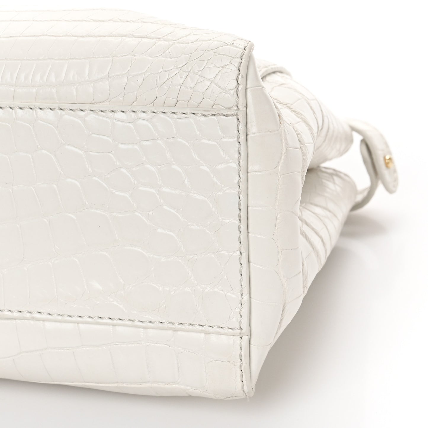 Shiny Crocodile Shiny Nappa Mini Peekaboo Iconic Satchel White