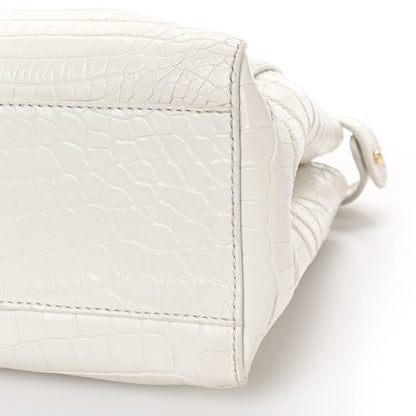 Fendi Shiny Crocodile Shiny Nappa Mini Peekaboo Iconic Satchel White 8 of 9