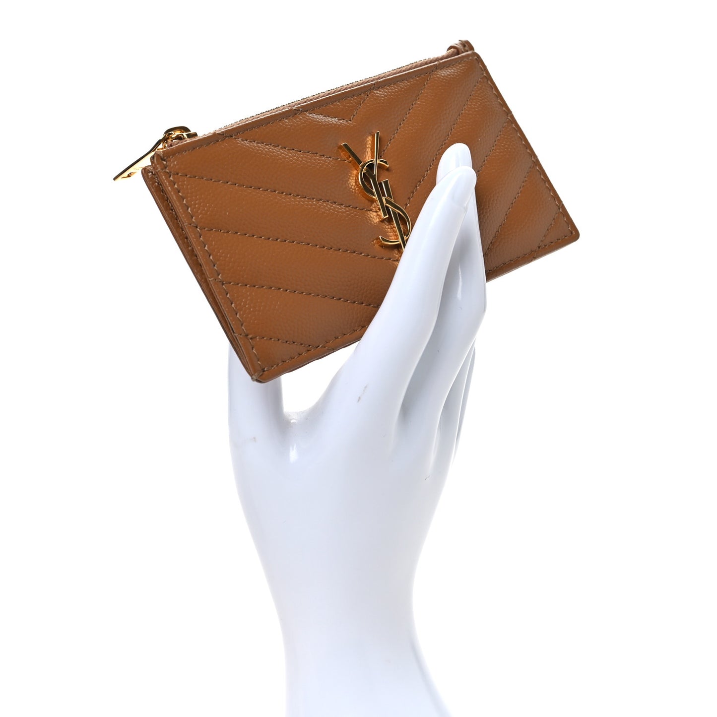 Grain De Poudre Matelasse Chevron Monogram Fragments Zippered Card Case Cork