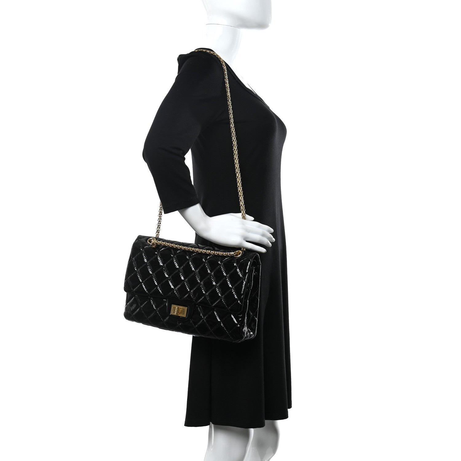 Chanel Distressed Patent Quilted 2.55 Reissue 227 Flap Black 3 of 9