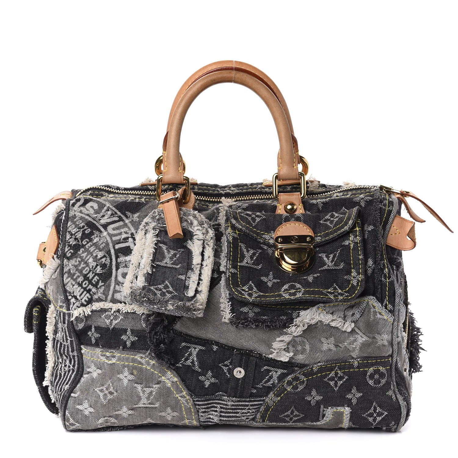 Louis Vuitton Denim Patchwork Speedy 30 Grey 1 of 10
