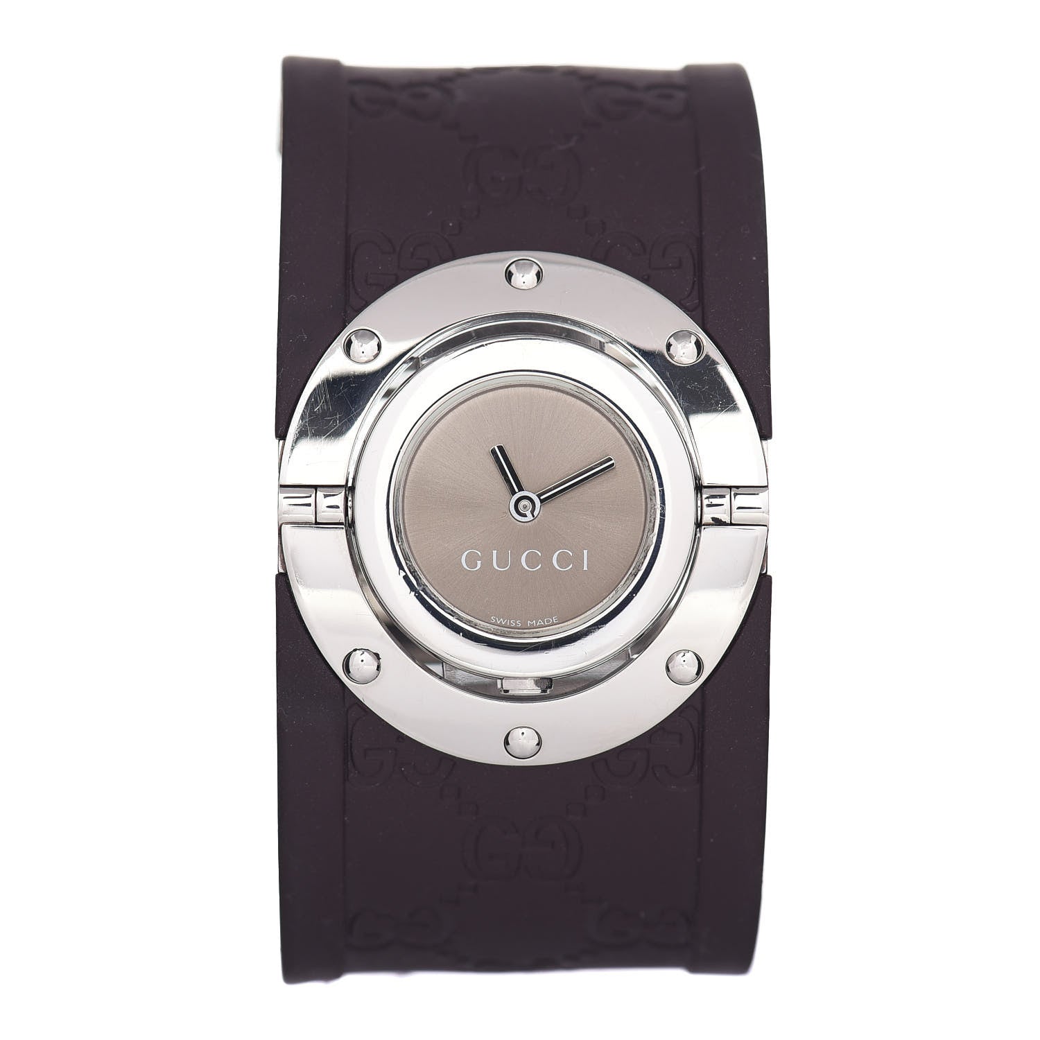 Gucci Stainless Steel Rubber 33mm Twirl Quartz Watch Brown 1 of 5