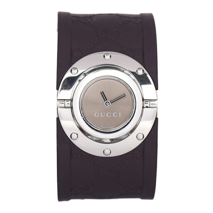 Gucci Stainless Steel Rubber 33mm Twirl Quartz Watch Brown 1 of 5