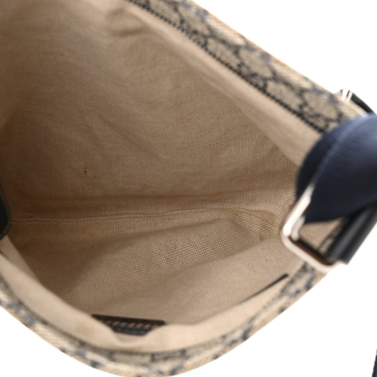 GG Supreme Monogram Small Flat Side Zip Messenger Bag Beige Blue