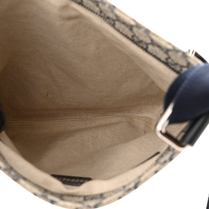 Gucci GG Supreme Monogram Small Flat Side Zip Messenger Bag Beige Blue 7 of 14