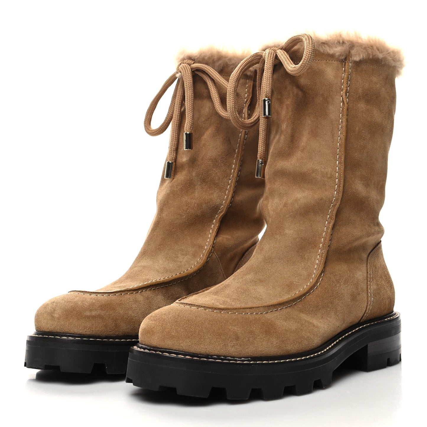 Suede Shearling Buffy Boots 39 Honey