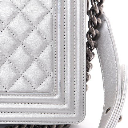 Chanel Metallic Calfskin Quilted Medium Boy Flap Silver 9 of 16