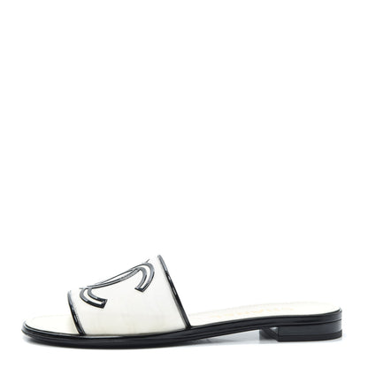 Chanel Mesh Patent Calfskin CC Sandal Mule 37 Black 1 of 7