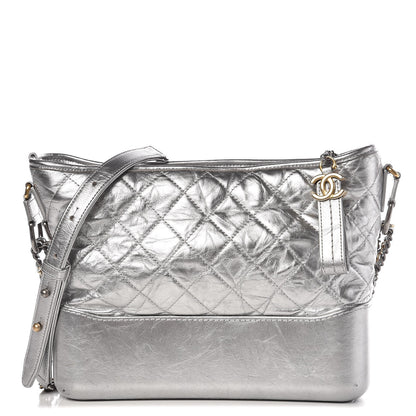 Chanel Metallic Aged Calfskin Quilted Medium Gabrielle Silver 1 of 12