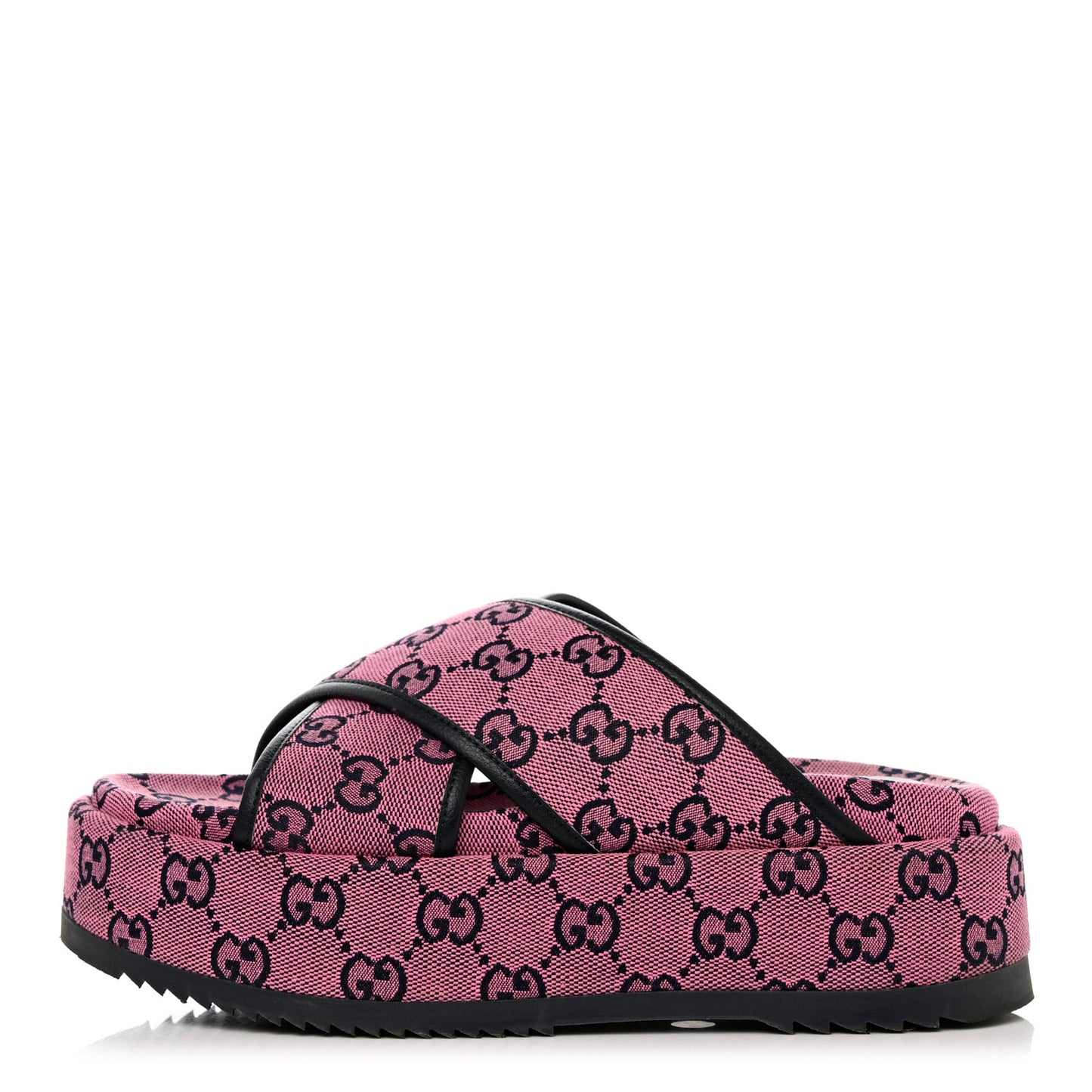 Monogram Multicolor Criss Cross Platform Slide Sandals 37.5 Pink Blue