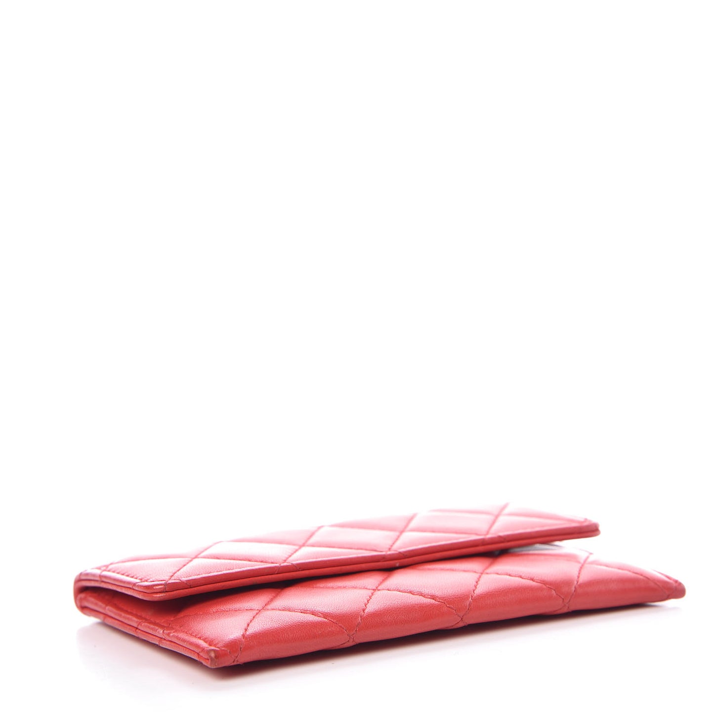 Lambskin Quilted Wallet On Removable Chain Insert Red