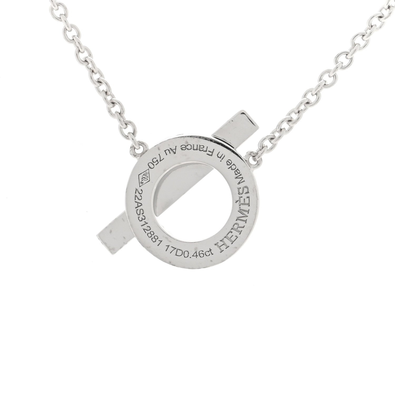 Hermes 18K White Gold Diamond Finesse Pendant Necklace 4 of 5