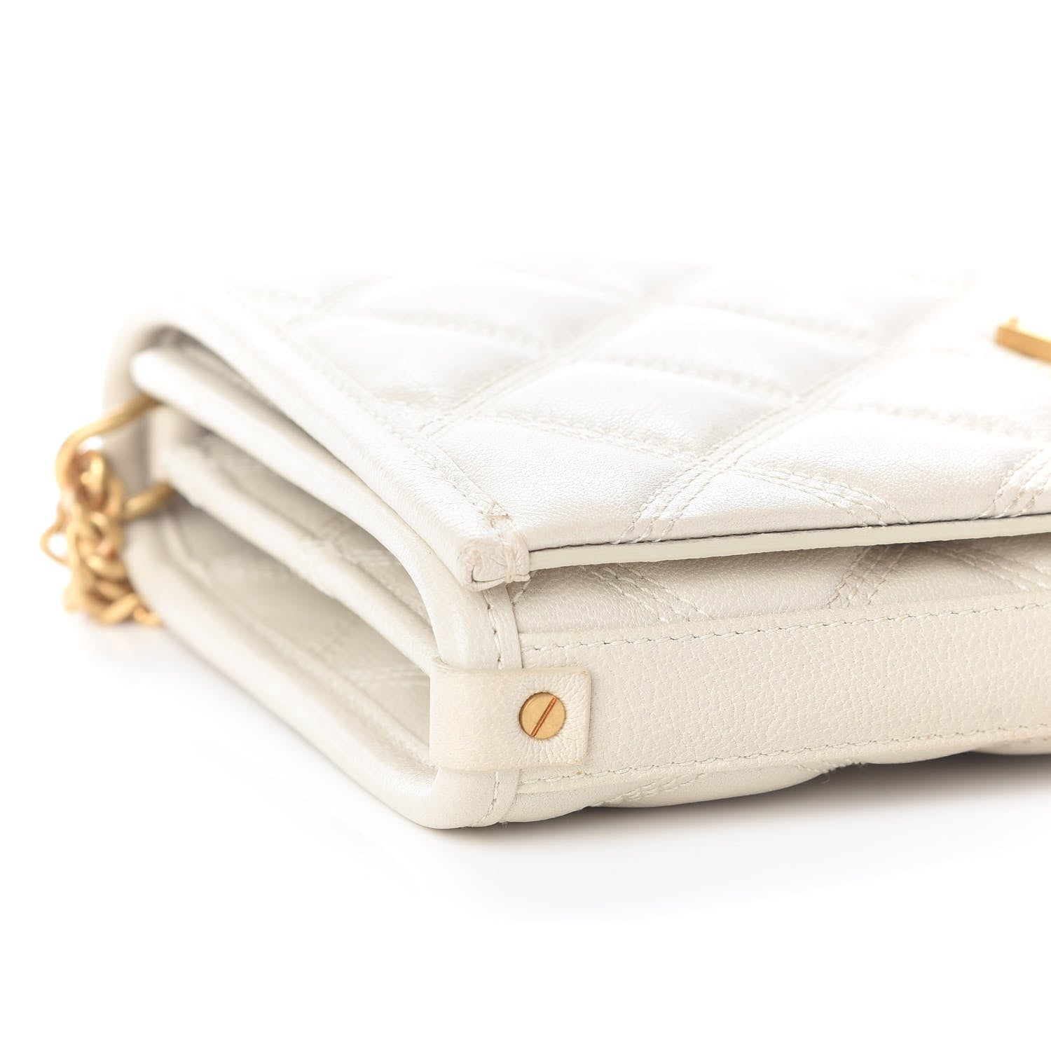 Saint Laurent Lambskin Diamond Quilted Becky Chain Wallet Blanc Vintage 8 of 9