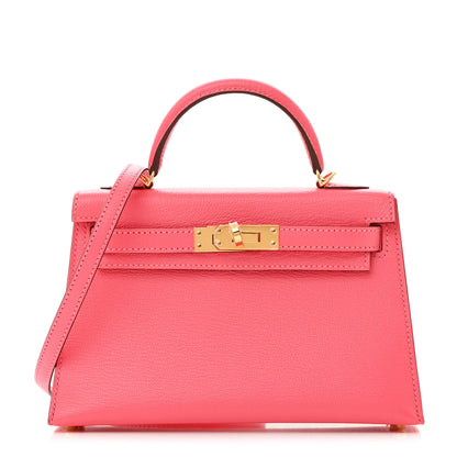 Hermes Chevre Mysore Mini Kelly Sellier 20 Rose Lipstick 1 of 15