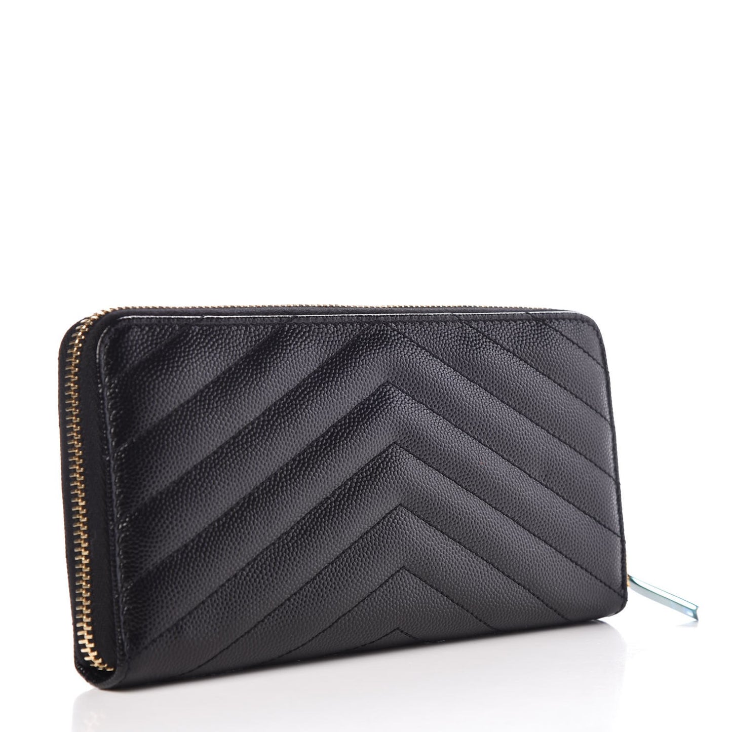 Grain De Poudre Matelasse Chevron Monogram Zip Around Wallet Black