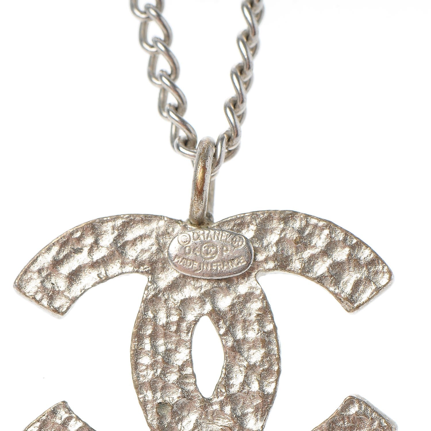 Chanel Enamel CC Necklace Silver White 5 of 6