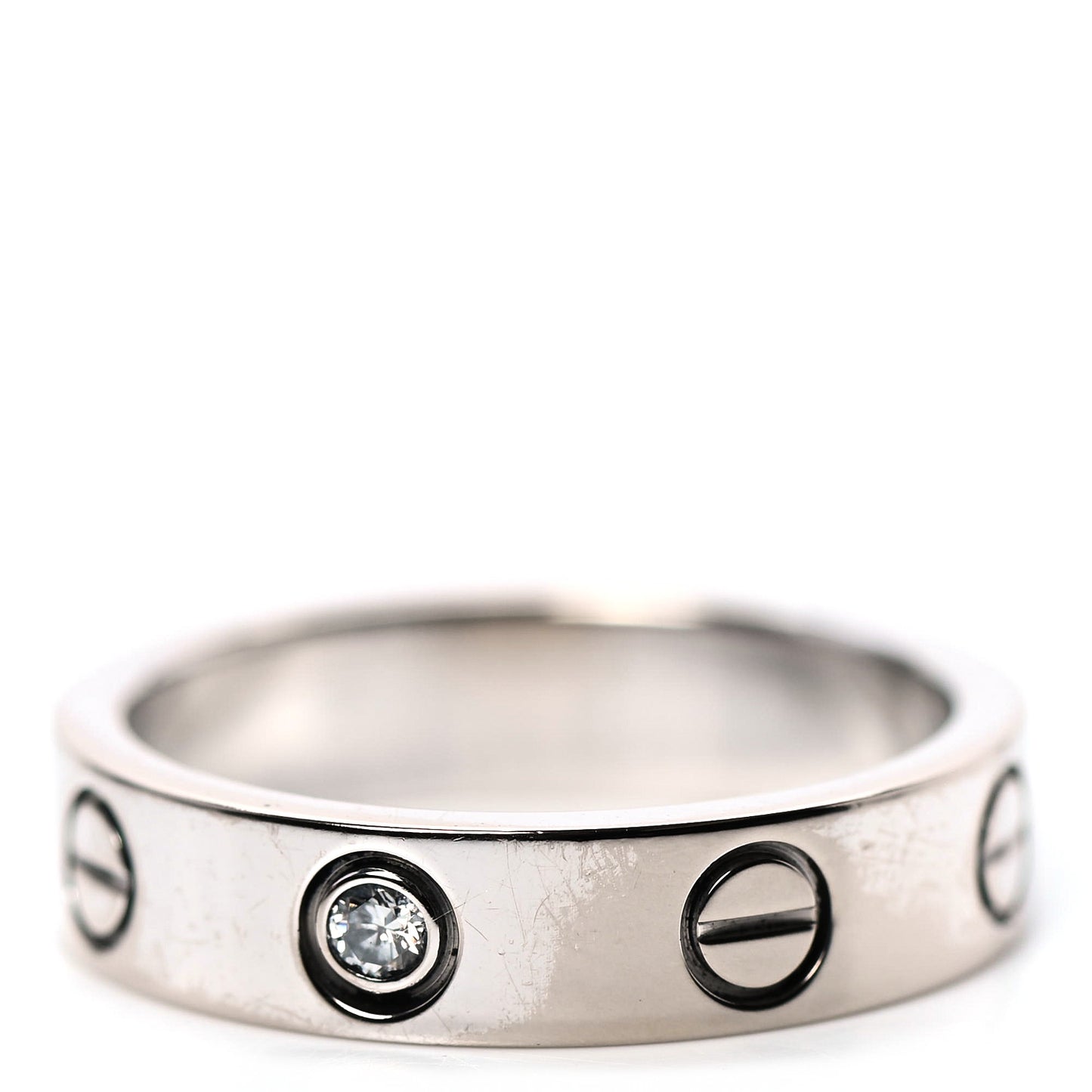 18K White Gold Diamond 4mm LOVE Wedding Band Ring 46 3.75