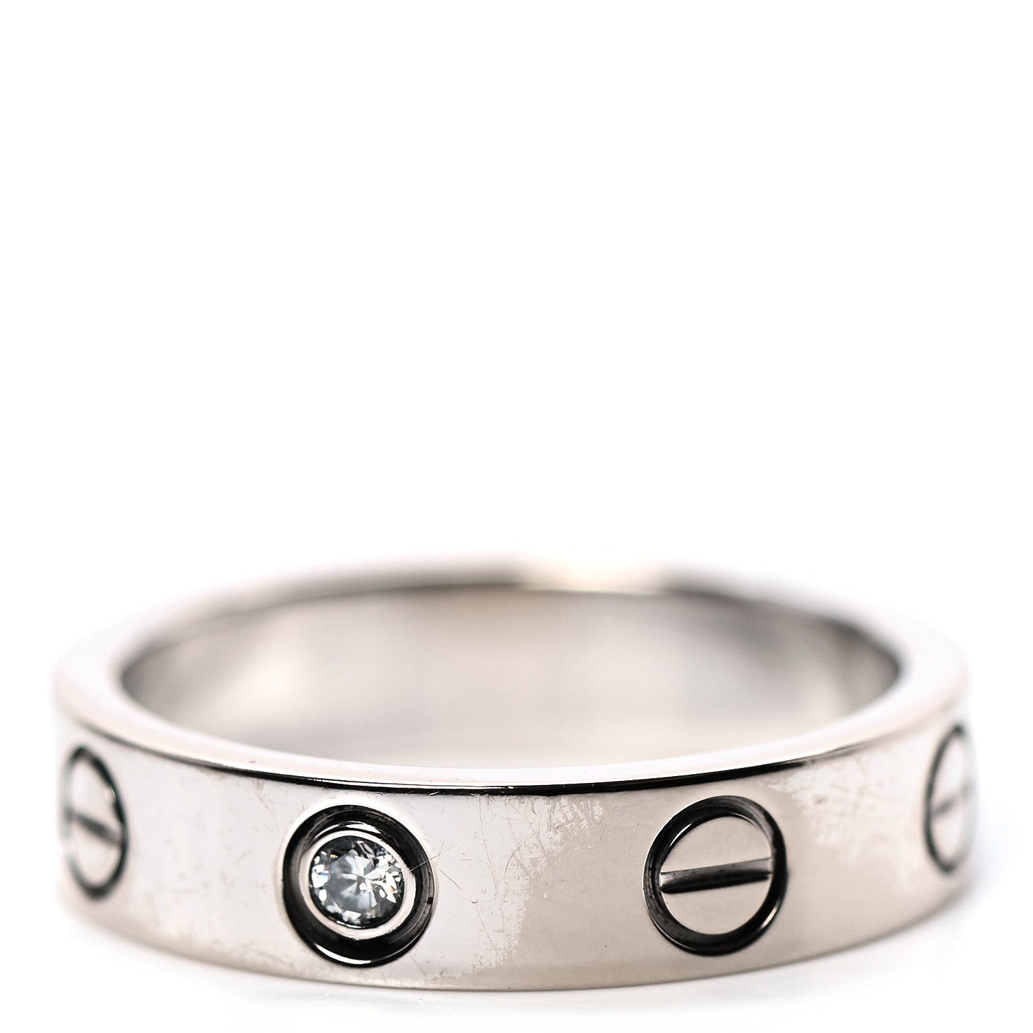 Cartier 18K White Gold Diamond 4mm LOVE Wedding Band Ring 46 3.75 5 of 6