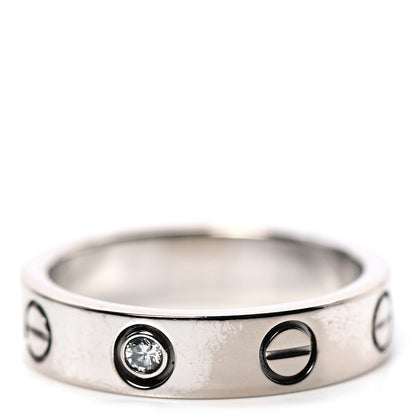 Cartier 18K White Gold Diamond 4mm LOVE Wedding Band Ring 46 3.75 5 of 6