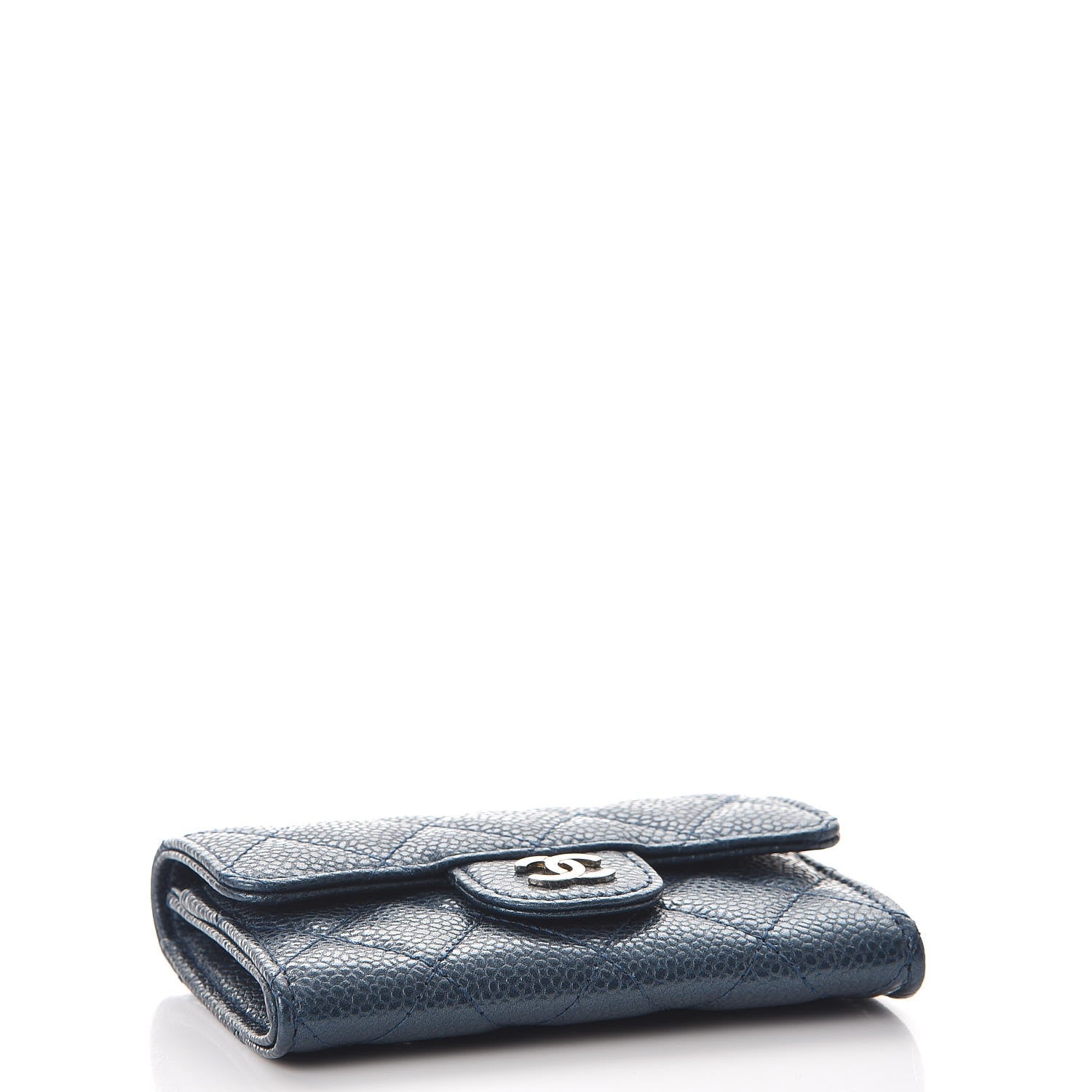 Chanel Metallic Caviar Quilted Flap Card Holder Dark Blue 4 of 9
