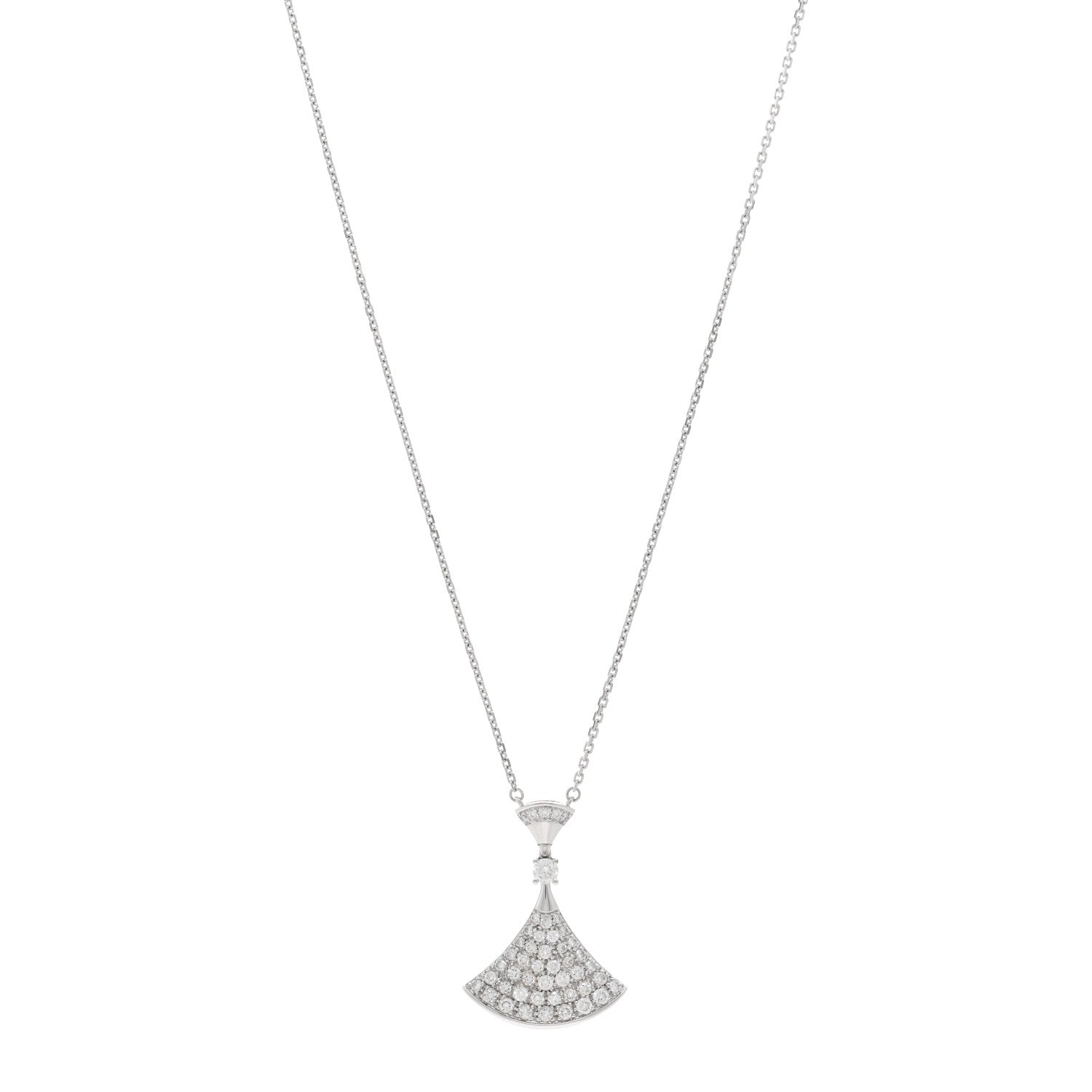 Bulgari 18K White Gold Diamond Large Divas' Dream Pave Necklace 1 of 5