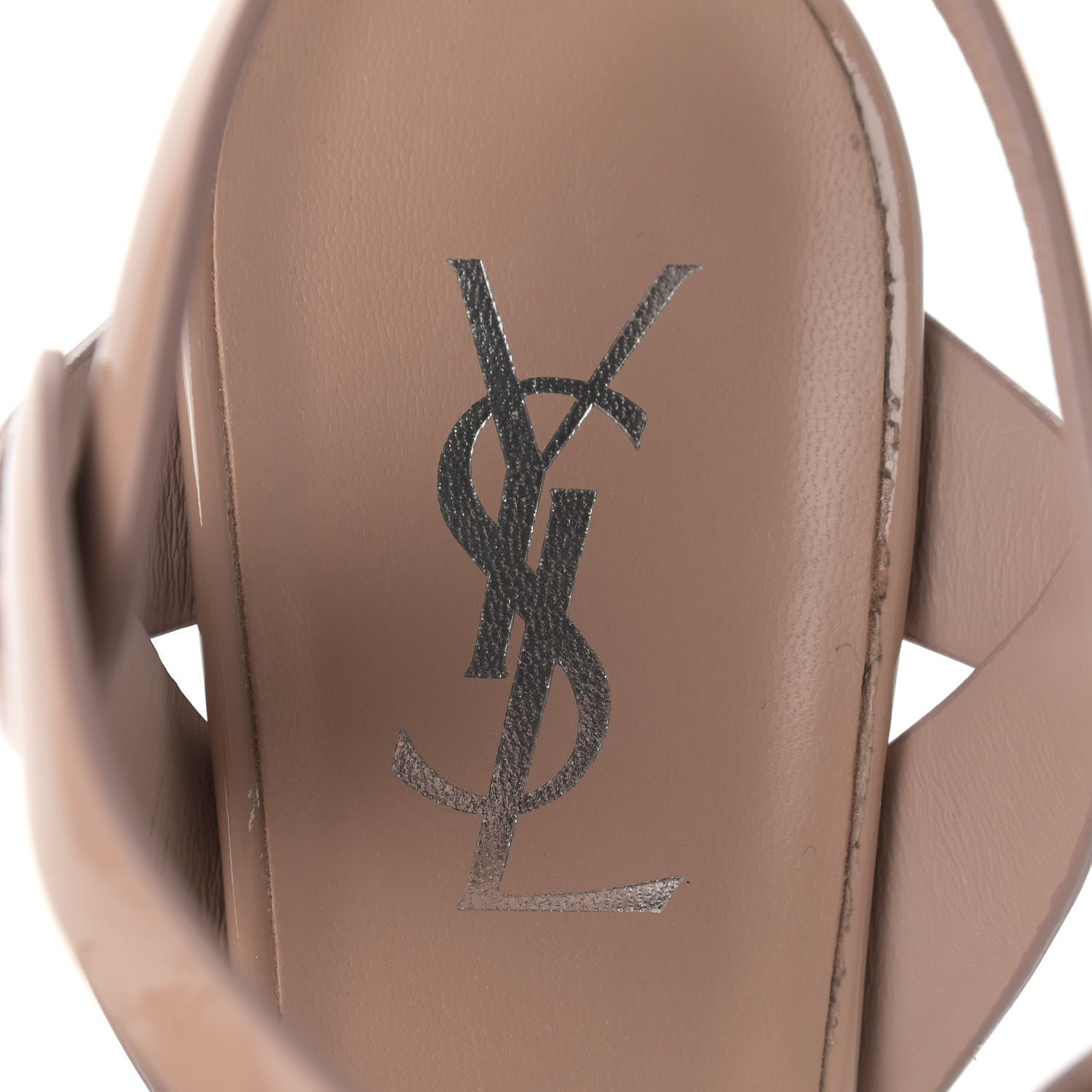 Saint Laurent Patent Tribute 105 Platform Sandals 37 Nude Powder 19 of 25