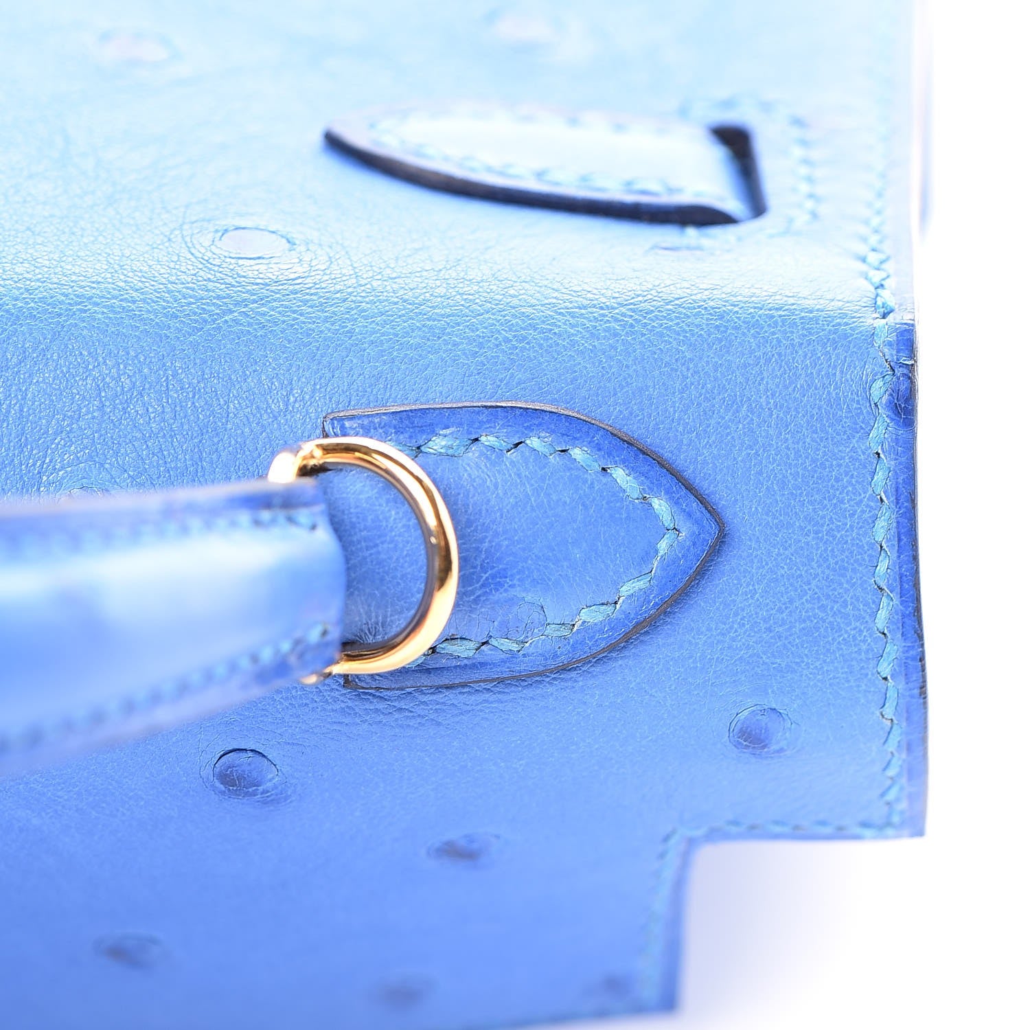 Hermes Ostrich Mini Kelly Sellier 20 Blueet 35 of 60