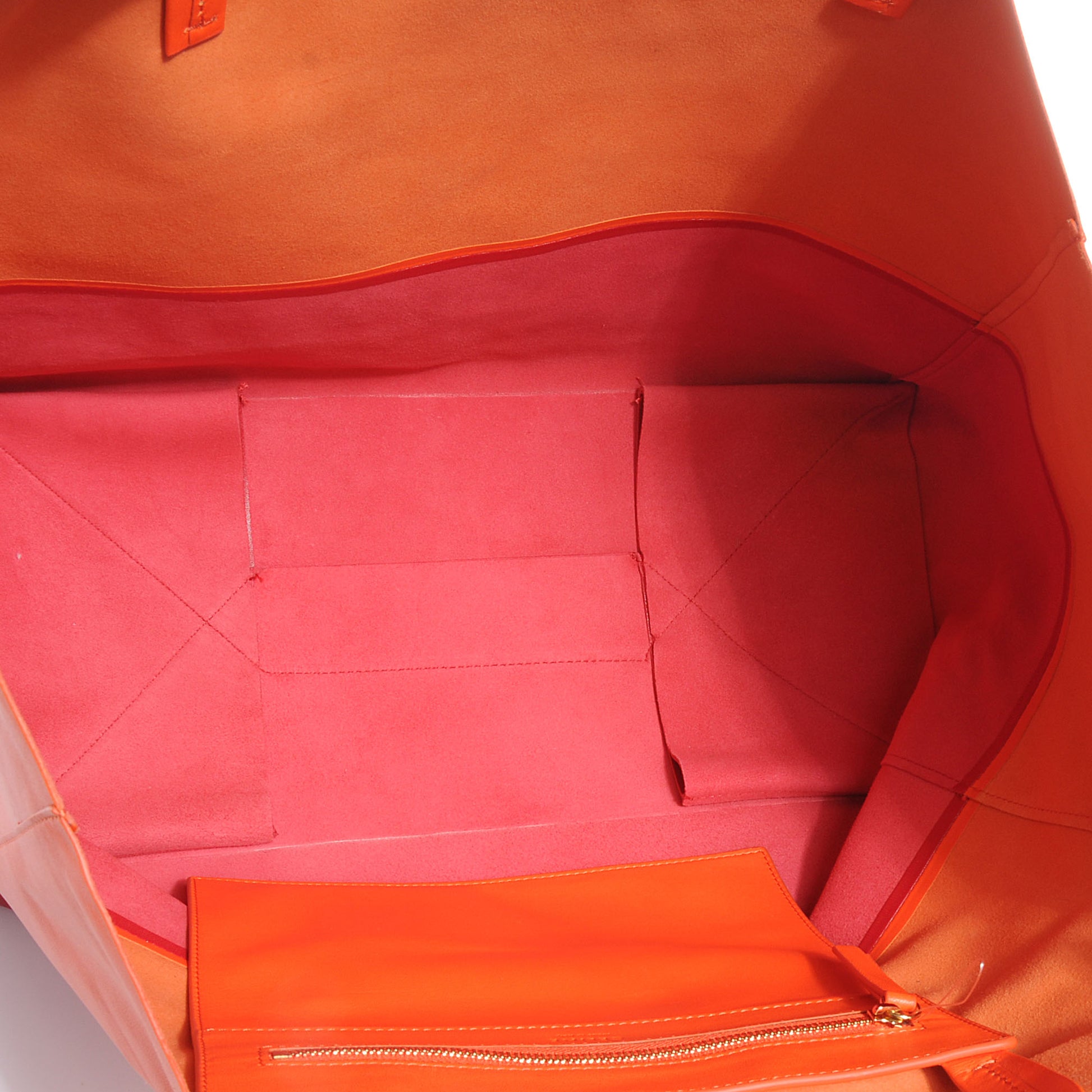 Celine Leather Horizontal Bi-Color Cabas Orange Red 5 of 7