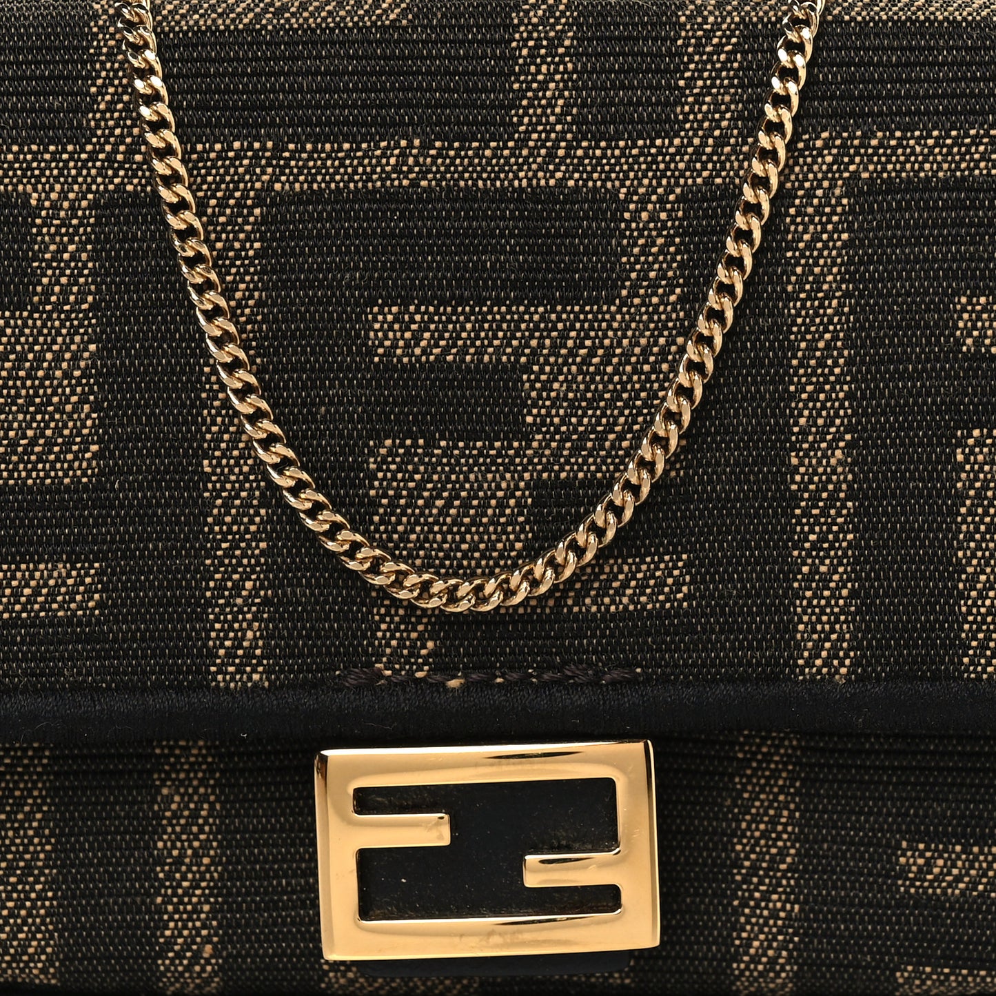Fabric Jacquard FF 1974 Nano Baguette Charm Tobacco Moro Black
