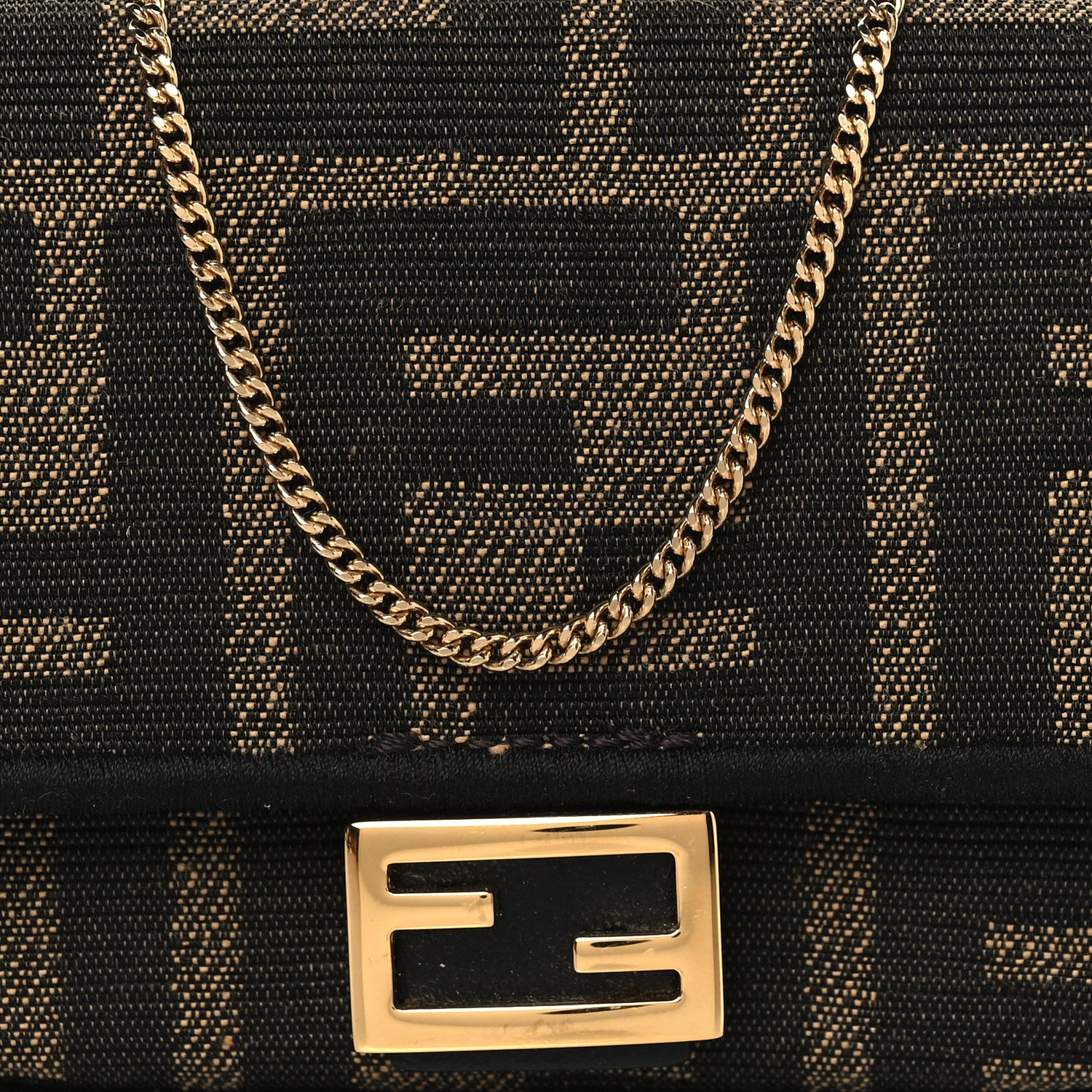 Fendi Fabric Jacquard FF 1974 Nano Baguette Charm Tobacco Moro Black 8 of 10
