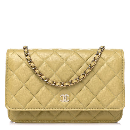 Chanel Caviar Quilted Wallet On Chain WOC Light Green 1 of 10