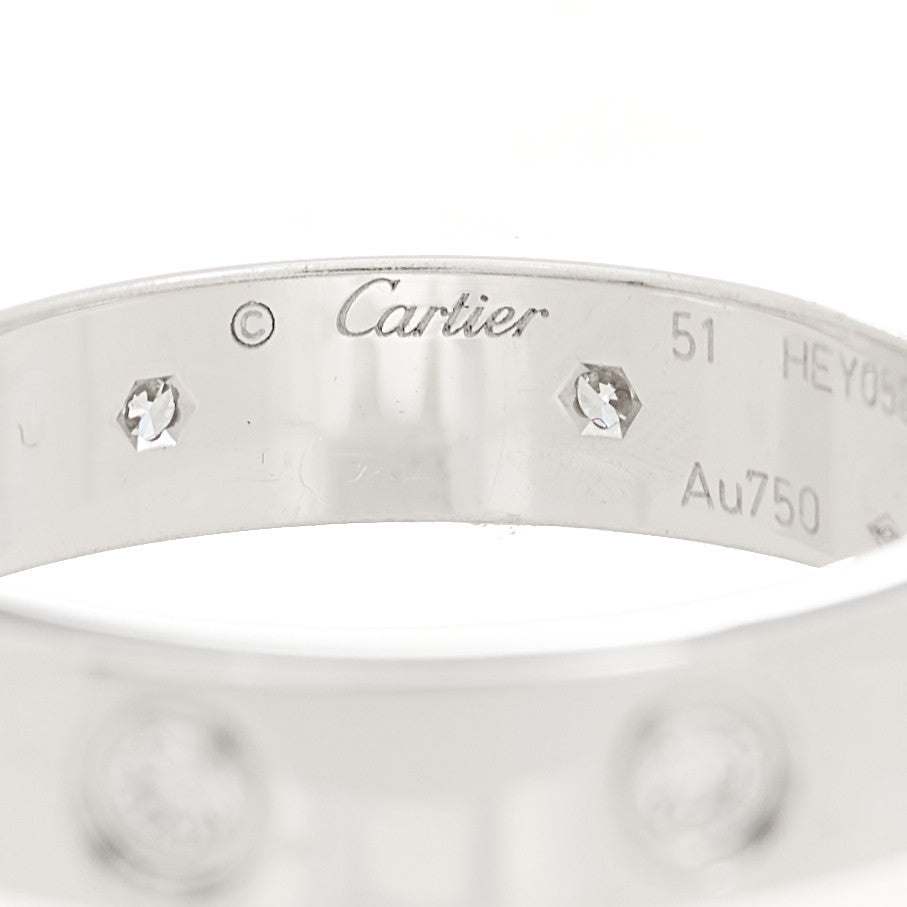 18K White Gold 8 Diamond 4mm Wedding Band LOVE Ring 51 5.75