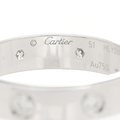 Cartier 18K White Gold 8 Diamond 4mm Wedding Band LOVE Ring 51 5.75 4 of 6