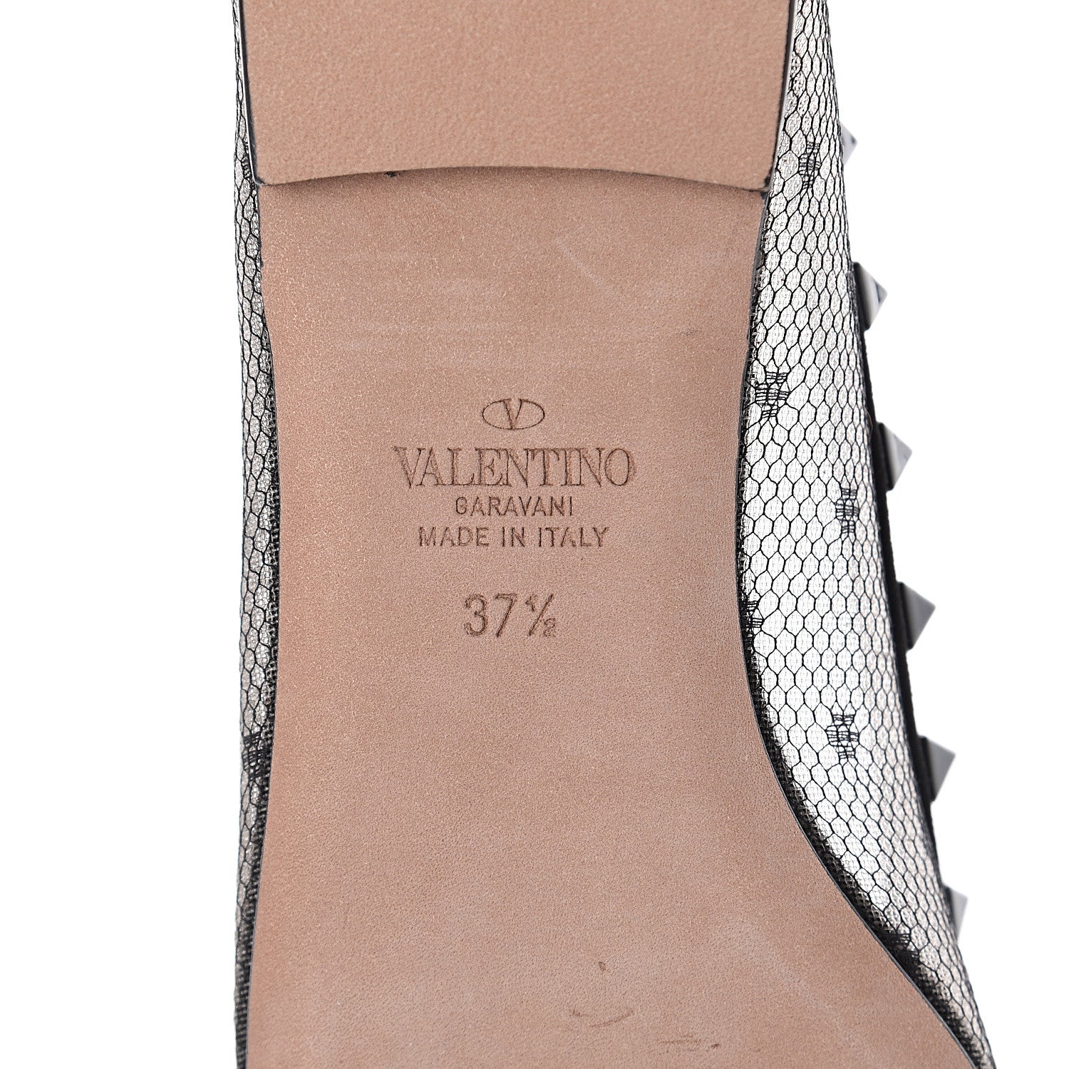 Valentino Garavani Mesh Point d'Esprit Rockstud Ballerina Flats 37.5 Black 6 of 7