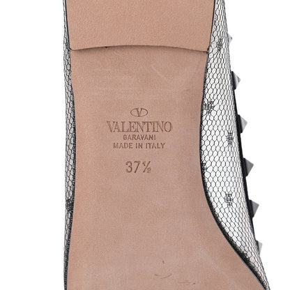 Valentino Garavani Mesh Point d'Esprit Rockstud Ballerina Flats 37.5 Black 6 of 7