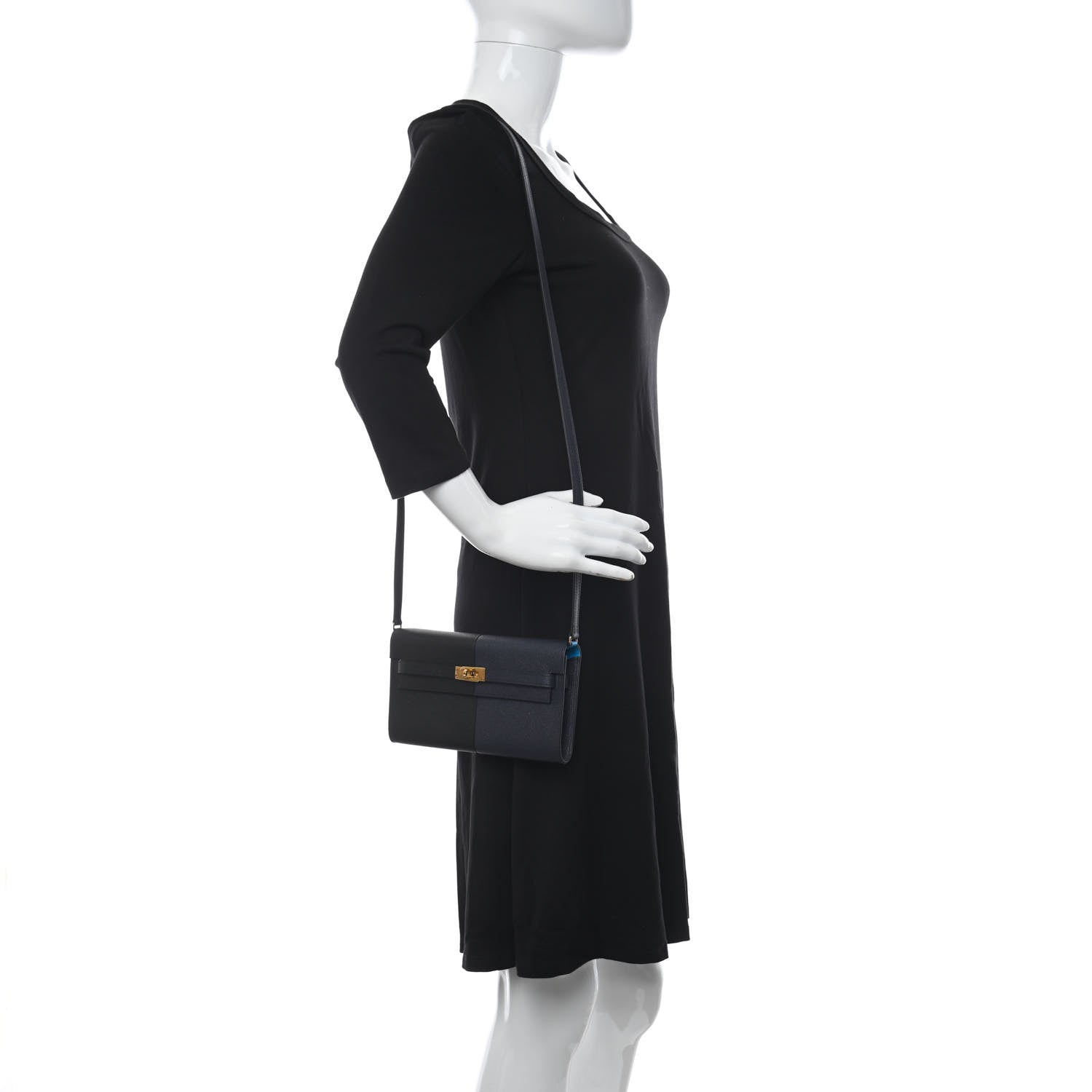 Hermes Epsom Casaque Kelly Wallet To Go Black Bleu Indigo Bleu Frida 2 of 11