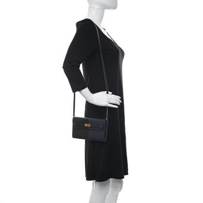 Hermes Epsom Casaque Kelly Wallet To Go Black Bleu Indigo Bleu Frida 2 of 11