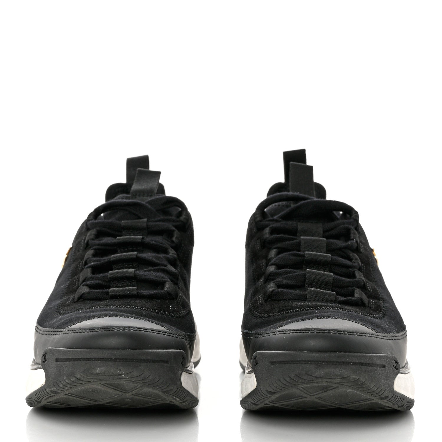 Chanel Velvet Calfskin Mixed Fibers CC Sneakers 38.5 Black 2 of 7