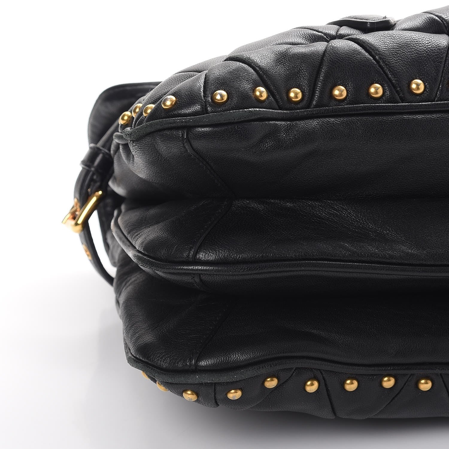 Miu Miu Nappa Quilted Studded Tote Bag Black 10 of 11