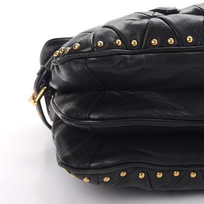 Miu Miu Nappa Quilted Studded Tote Bag Black 10 of 11