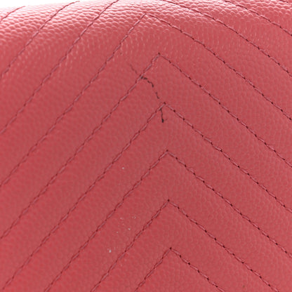 Chanel Caviar Chevron Quilted Large Gusset Flap Wallet Pink 9 of 16