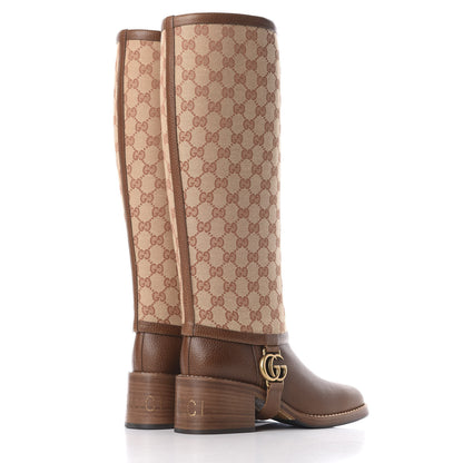 Gucci GG Monogram Calfskin Lola Tall Boots 38 Beige Ruggine Cuir 7 of 13