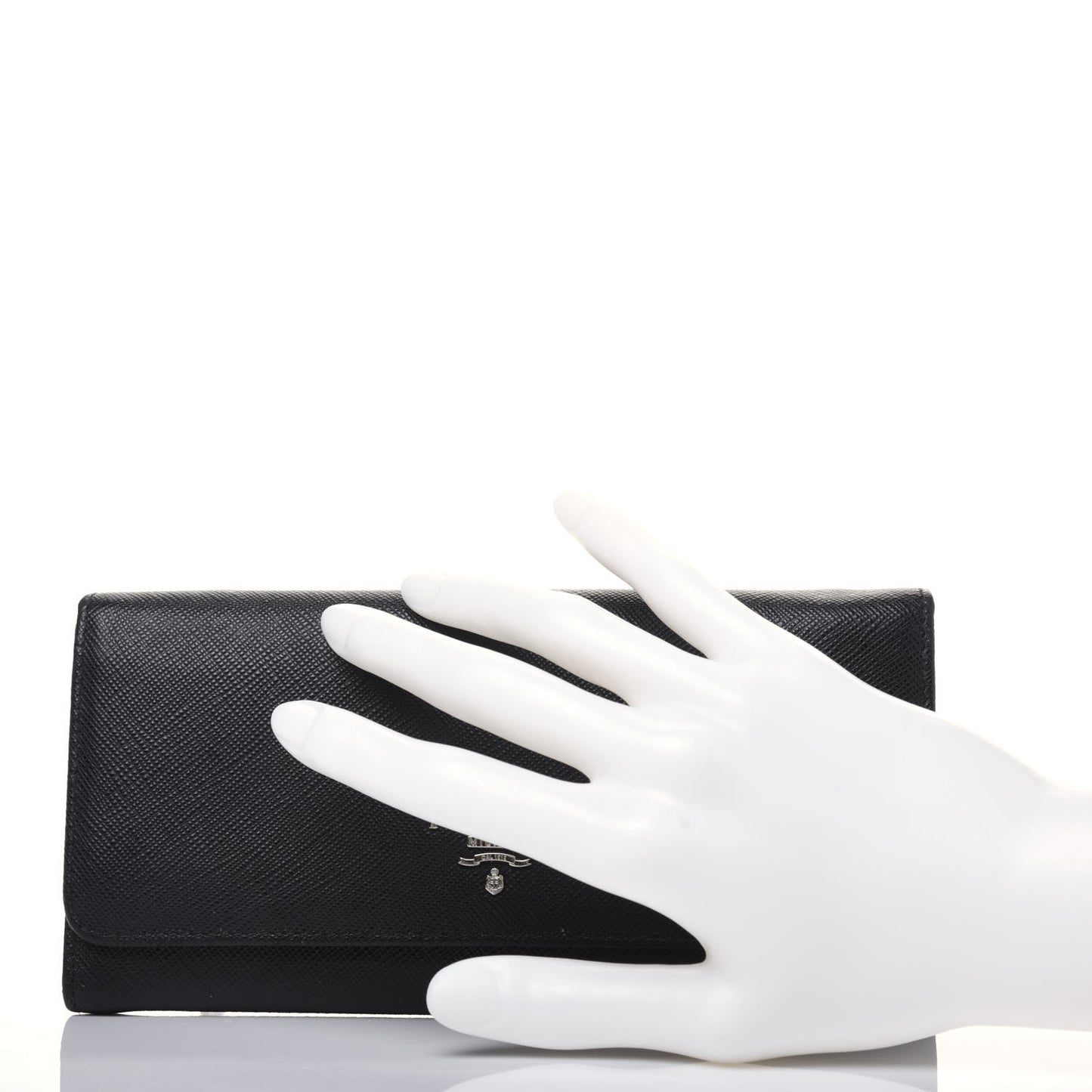 Saffiano Metal Continental Flap Wallet Black