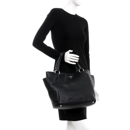 Prada Vitello Daino Side Pocket Tote Nero Black 3 of 9