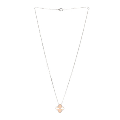 Van Cleef & Arpels 18K White Rose Gold Diamond Guilloche Vintage Alhambra Pendant Necklace 3 of 5