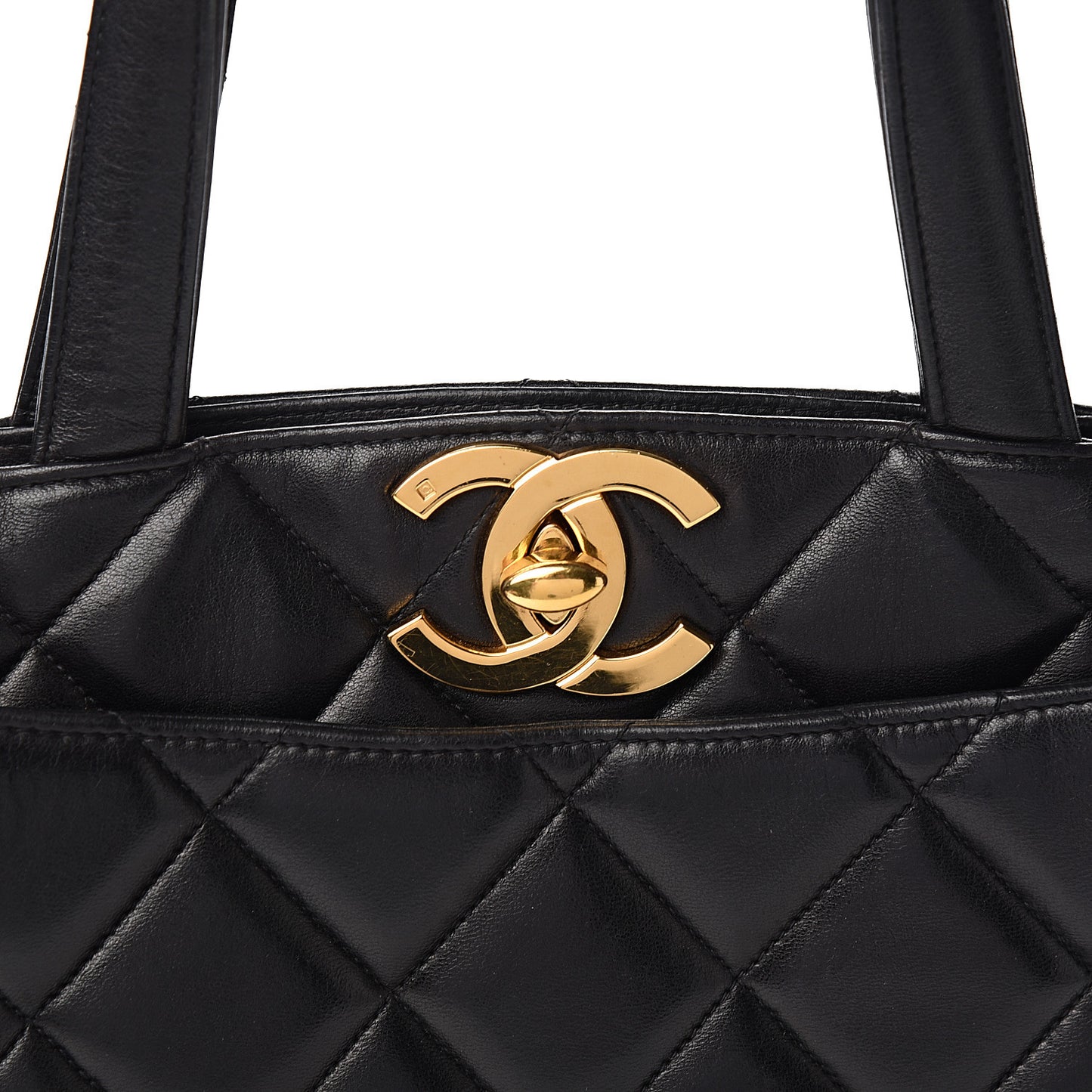 Lambskin Quilted CC Shoulder Bag Black