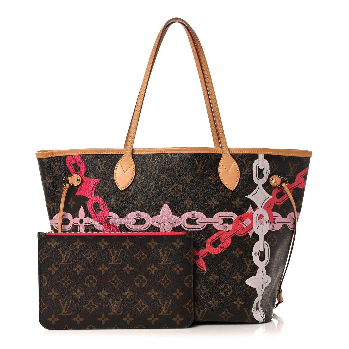 Monogram Bay Neverfull MM Rose Ballerine Poppy