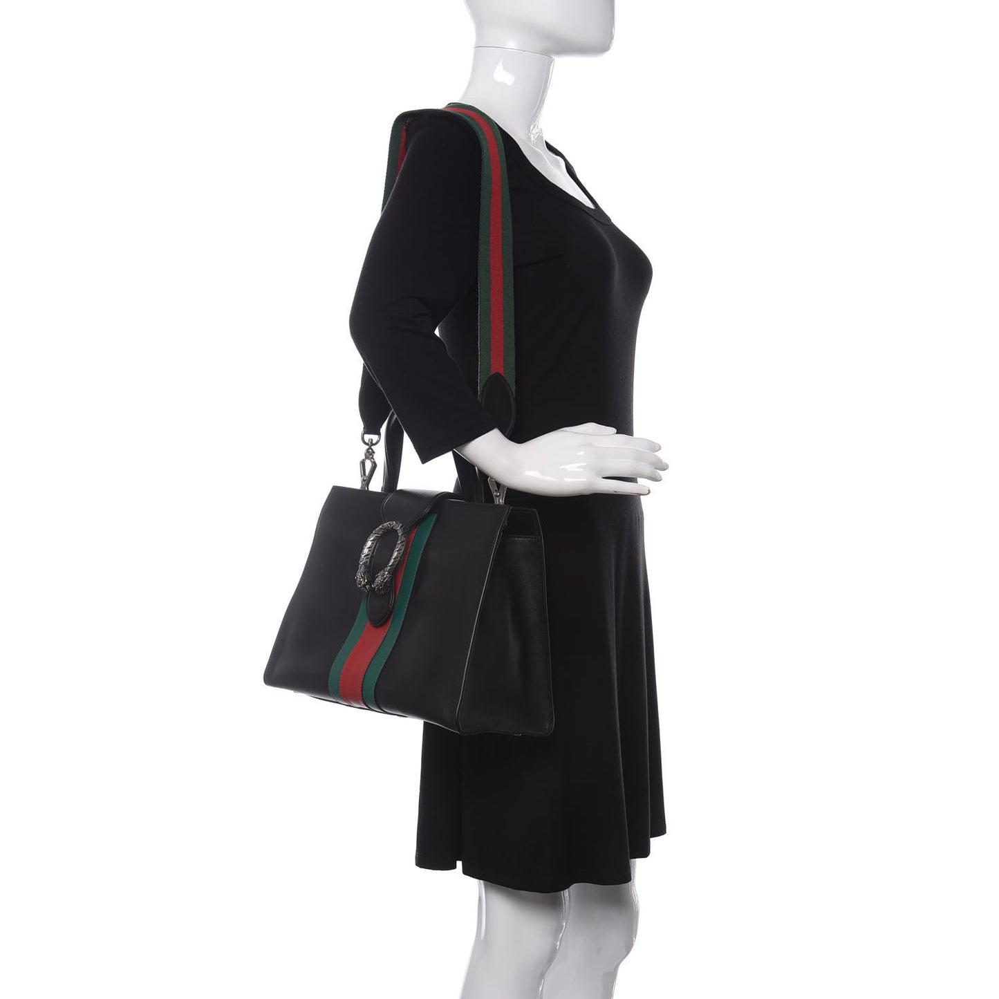 Calfskin Web Medium Dionysus Tote Bag Black